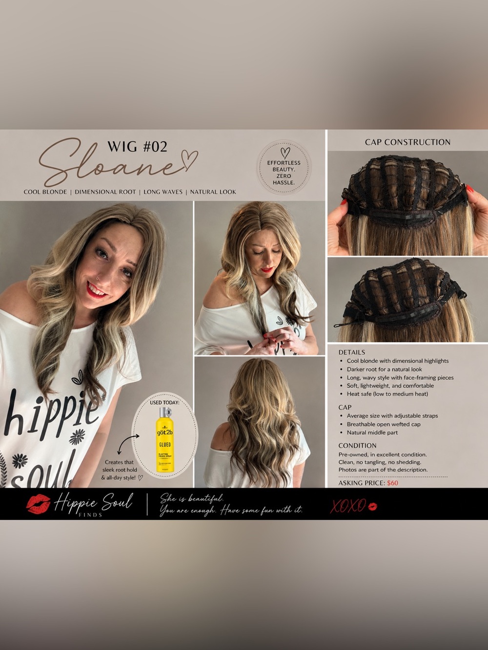 26” Dimensional Ash Blonde & Brown Wavey Wig